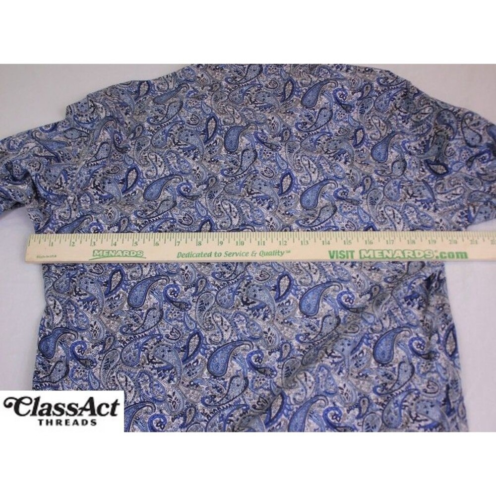 Ego Man Shirt Men's Blue Paisley Slim Fit Button Up Long Sleeve Sz L - Picture 3 of 7